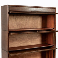Antique English Tall Stepback Oak Wood Barrister Bookcase Cabinet