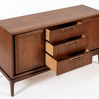 Mid Century Walnut Wood Credenza or Sideboard Cabinet