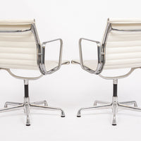 Mid Century White Leather Office Chairs by Eames for Herman Miller