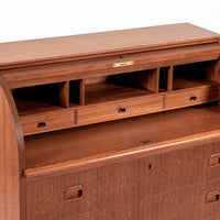 Mid-Century Teak Rolltop Secretary Desk by Egon Ostergaard, Made in Sweden