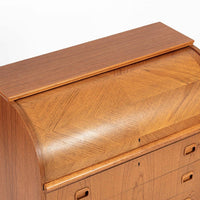 Mid Century Swedish Teak Rolltop Secretary Desk by Egon Ostergaard
