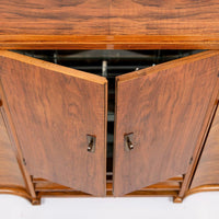 Antique English Art Deco Wood Bar Cabinet Credenza, 1930s