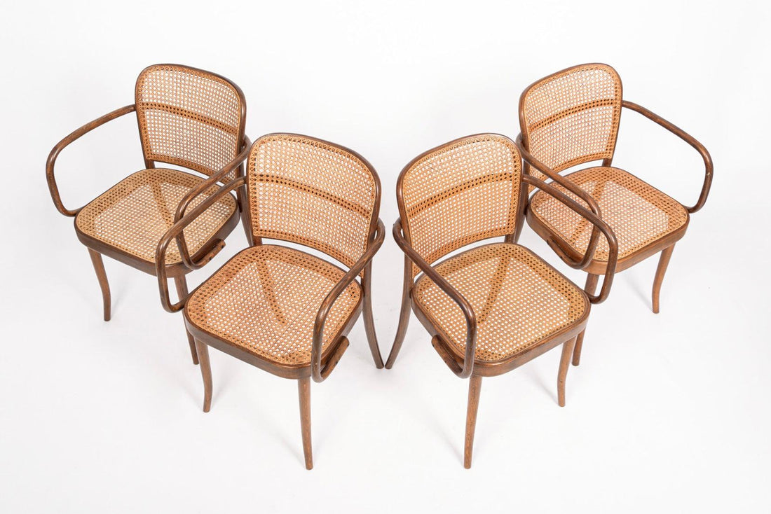 Mid Century Bentwood & Cane Cafe Chairs by Joseph Hoffman for Stendig