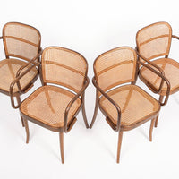 Mid Century Bentwood & Cane Cafe Chairs by Joseph Hoffman for Stendig