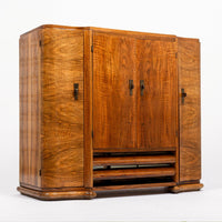 Antique English Art Deco Wood Bar Cabinet Credenza, 1930s
