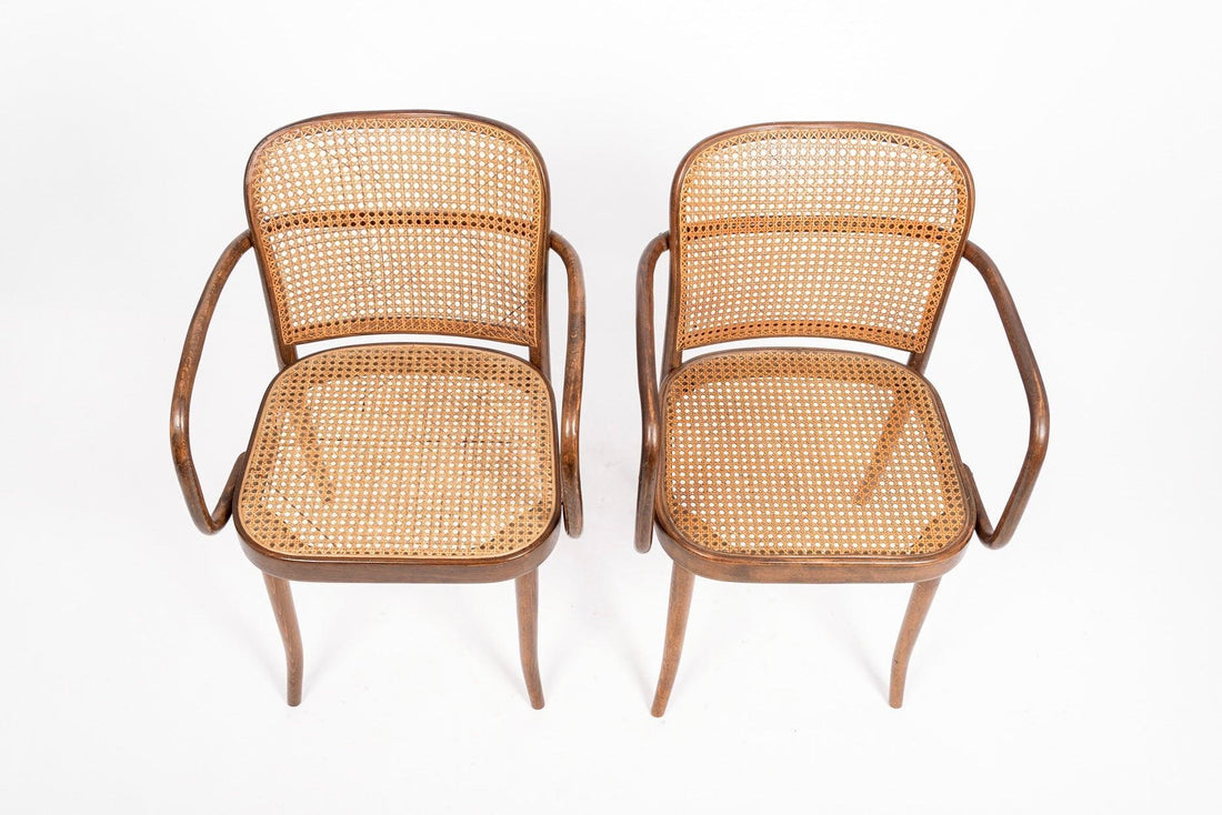 Mid Century Bentwood & Cane Cafe Chairs by Joseph Hoffman for Stendig