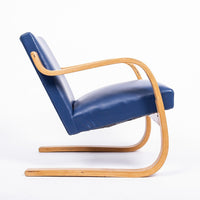 Bauhaus 402 Blue Arm Chair by Alvar Aalto, Made in Finland, 1930s
