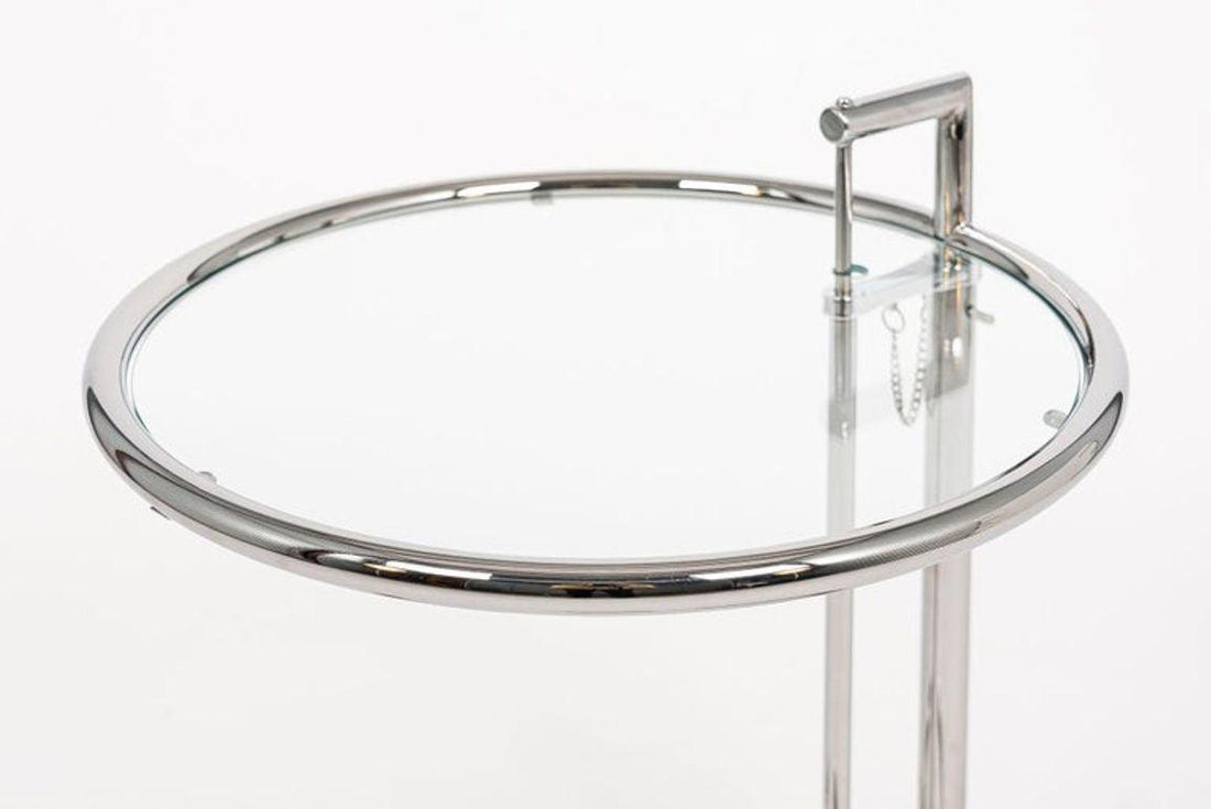 Mid Century Glass & Chrome Round Side Table by Eileen Gray (attr.)