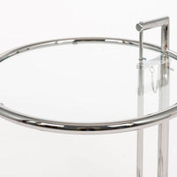 Mid Century Glass & Chrome Round Side Table by Eileen Gray (attr.)