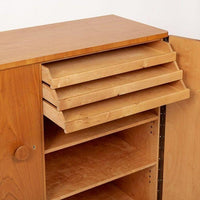 Antique Art Deco Swedish Elm Wood Cabinet with Inlay, 1940s