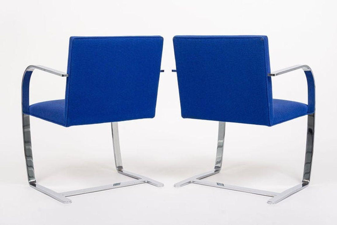 Mid Century Blue Brno Chairs by Mies van der Rohe for Knoll, 2006