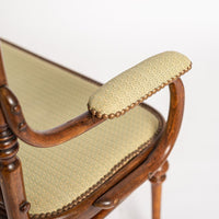 Antique Art Nouveau Bentwood Loveseat Bench and Side Chairs Salon Suite, 1900s