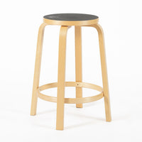 Mid Century Finnish Birch & Black 64 Stools by Alvar Aalto for Artek, 2015