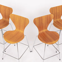 Danish Modern Wood Stools Series 7 by Arne Jacobsen for Fritz Hansen