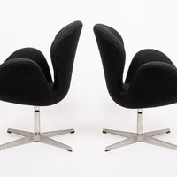 Mid Century Danish Black Swan Chairs by Arne Jacobsen for Fritz Hansen