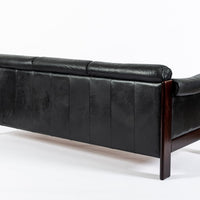 Mid Century Danish Black Leather Sofa in Style of Arne Norell, Matching Chair Avail