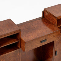 American Art Deco Birdseye Maple Vanity Cabinet or Dressing Table, Circa 1930