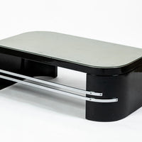 Art Deco Coffee Table in Black Lacquer and Metal Leaf, circa 1935