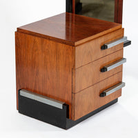 Antique Art Deco Wood Vanity Mirror & Stool by Donald Deskey for Widdicomb 1930s