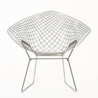 Mid Century Silver Diamond Wire Lounge Chairs by Harry Bertoia for Knoll