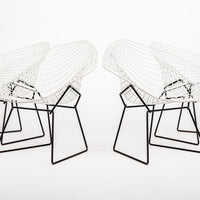 Mid Century White Diamond Wire Chairs by Bertoia for Knoll