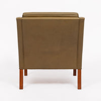 Mid Century Danish Green Leather Lounge Chair by Borge Mogensen
