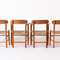 Mid Century Danish Wood & Rush Wicker Dining Chairs