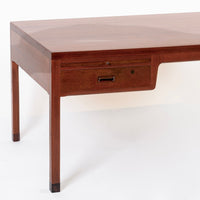 Large Mid Century Danish Modern Mahogany Wood Executive Desk