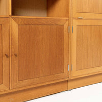 Danish Modern Oak Modular Wall Unit, Mid Century Bookcase Display Cabinet