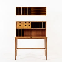 Exceptional Mid Century Danish Drop-Front Secretary Desk & Wall Shelf by Ditzel