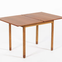 Mid-Century Danish Small Wood Extendable Dining or Game Table by SKM