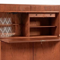 Mid-Century Danish Modern Teak Secretary Desk Cabinet 1960s