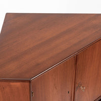 Mid Century Danish Teak Wood Corner Bar Cabinet 1960s