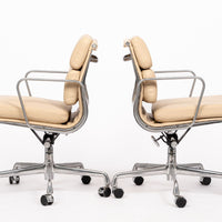 Eames for Herman Miller Cream Leather Office Chair Pair 2000s