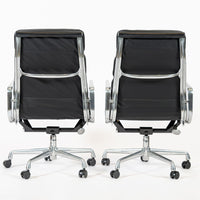 Pair Authentic Eames Herman Miller Tall Black Leather Office Chairs 2001