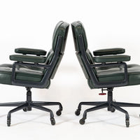 Pair Green Leather Time Life Office Chairs by Eames for Herman Miller 1996
