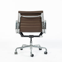 Eames Herman Miller Brown Leather Aluminum Group Thin Pad Desk Chair, 2008
