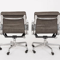 2000s Eames Herman Miller Gray Leather Desk Chairs Aluminum Group