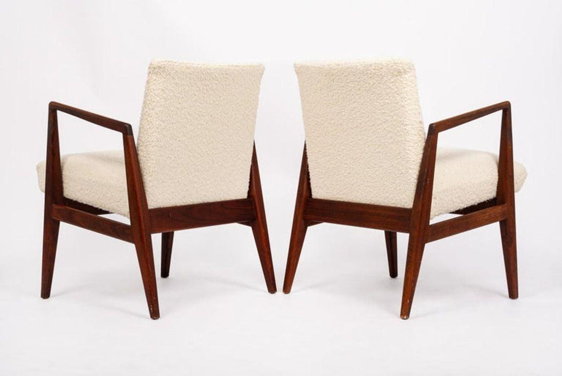 Mid Century Cream Upholstered Lounge Chairs by Jens Risom, 1960s