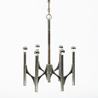Gaetano Sciolari Italian Chrome Mid Century Modern Chandelier, 1970s