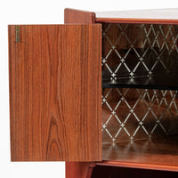 Mid Century Danish Teak Wood Corner Bar Cabinet 1960s