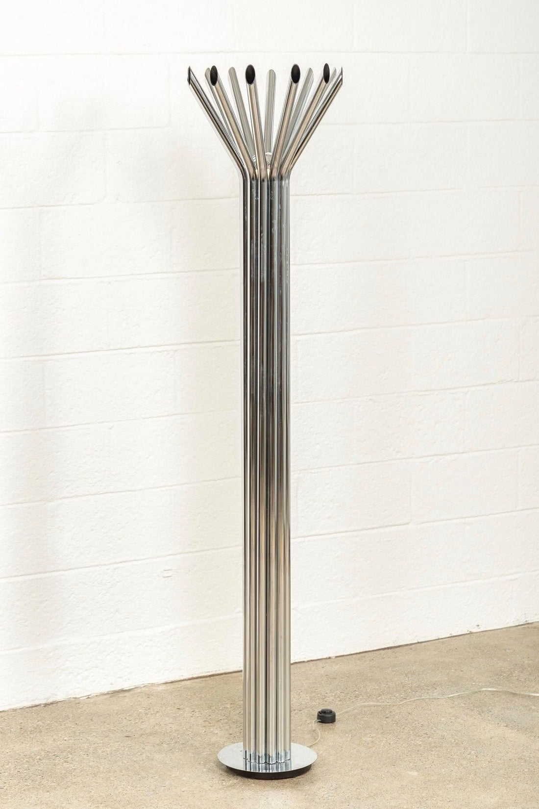 Mid Century Silver Chrome Tubular Floor Lamp