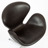 Mid Century Danish Modern Brown Swan Chair by Arne Jacobsen for Fritz Hansen