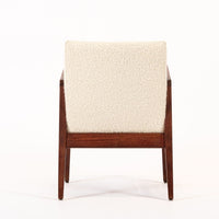 Vintage Mid Century Wood & Cream Upholstered Lounge Chair by Jens Risom