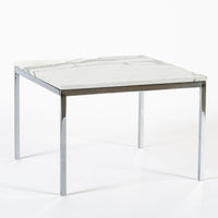 Mid Century Square White Marble Side or Coffee Table by Florence Knoll