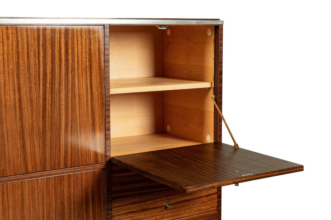 Exceptional Vintage Mid Century French Teak Wall Unit Cabinet
