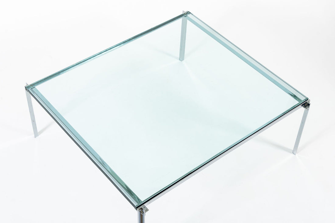 Mid Century Glass & Chrome Coffee Table by Katavalos for Laverne Originals