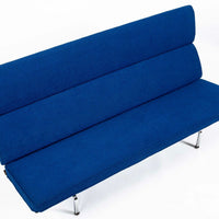 Mid Century Blue Sofa Compact by Eames for Herman Miller 1970s