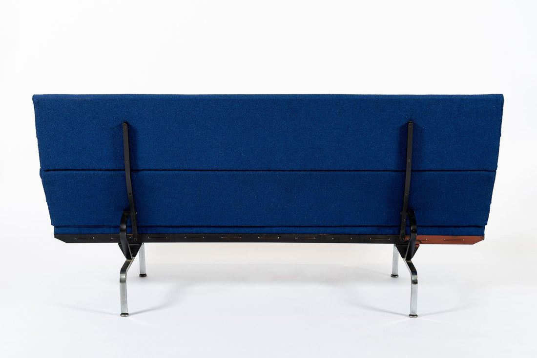 Mid Century Blue Sofa Compact by Eames for Herman Miller 1970s