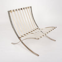 Mid Century White Barcelona Chairs by Mies van der Rohe for Knoll